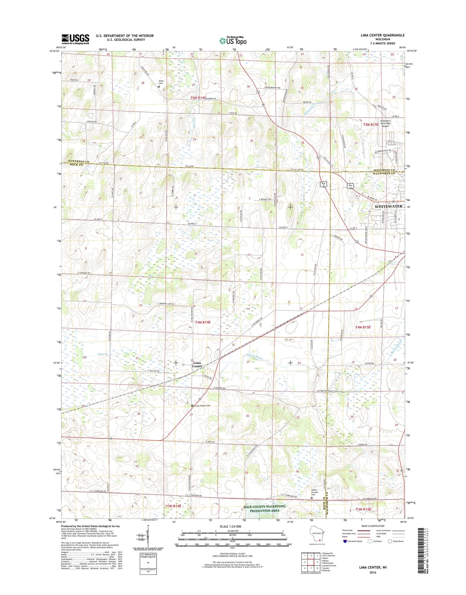 Lima Center Wisconsin US Topo Map Image