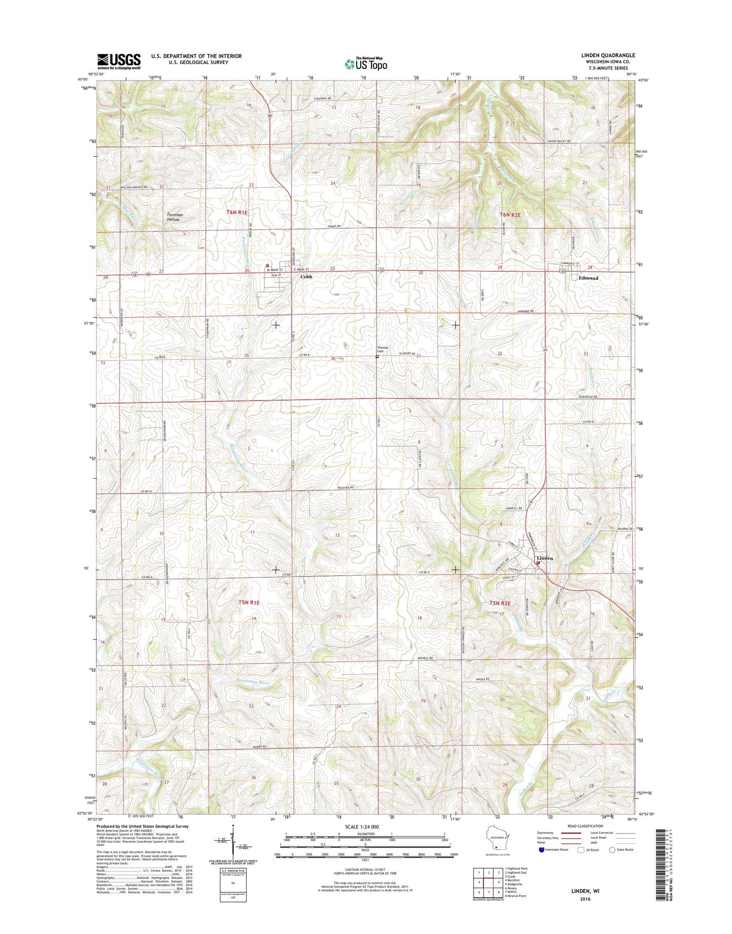 Linden Wisconsin US Topo Map Image
