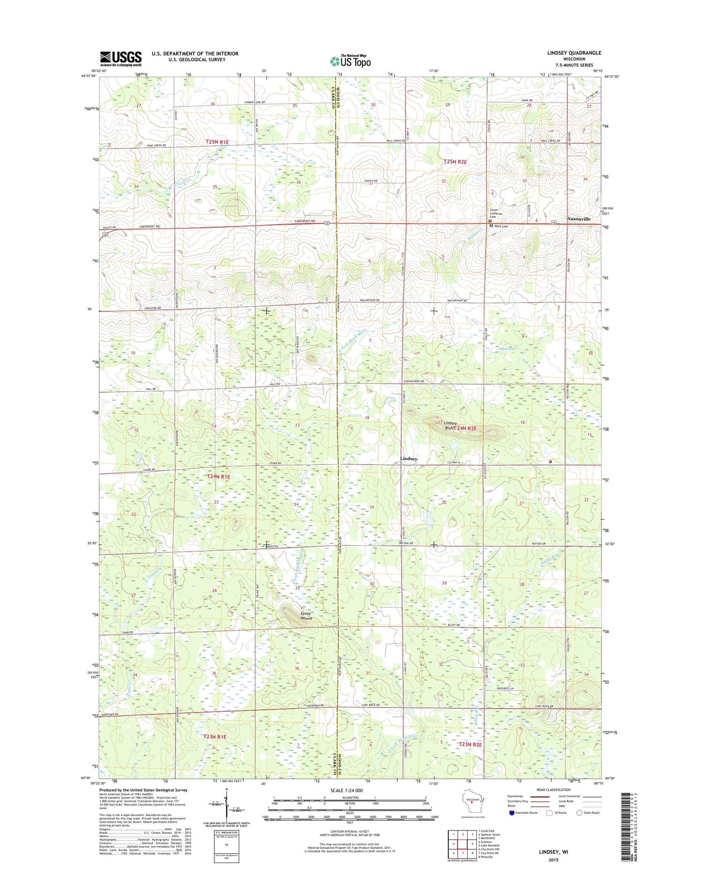 Lindsey Wisconsin US Topo Map Image