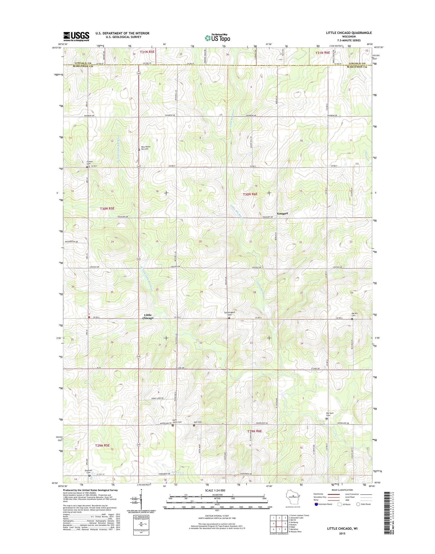 Little Chicago Wisconsin US Topo Map Image