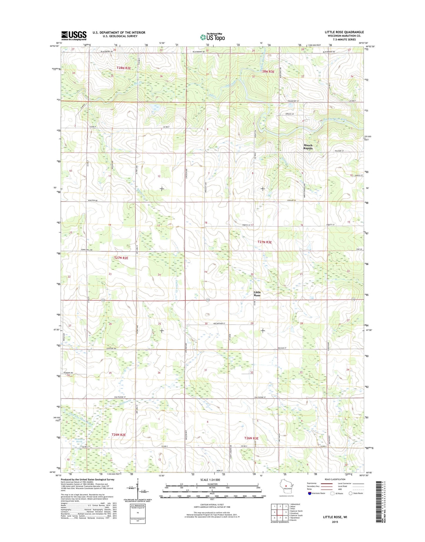 Little Rose Wisconsin US Topo Map Image