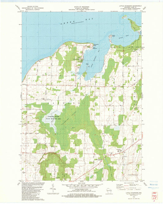 Classic USGS Little Sturgeon Wisconsin 7.5'x7.5' Topo Map Image