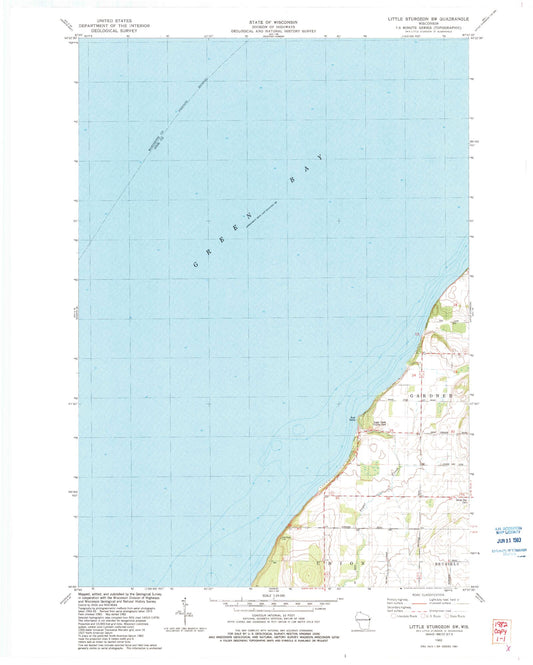 Classic USGS Little Sturgeon SW Wisconsin 7.5'x7.5' Topo Map Image