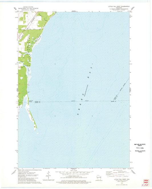 Classic USGS Little Tail Point Wisconsin 7.5'x7.5' Topo Map Image