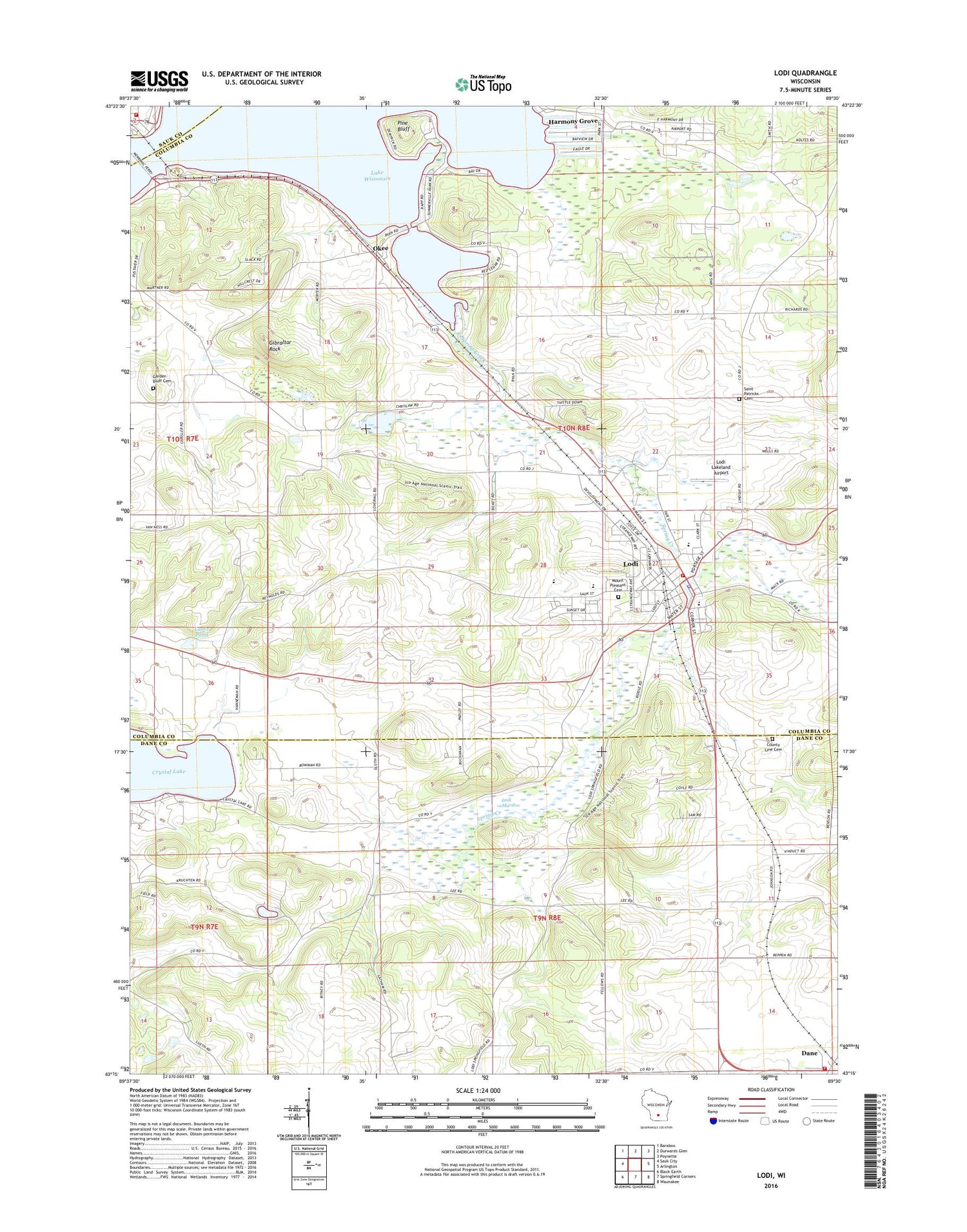 Lodi Wisconsin US Topo Map Image