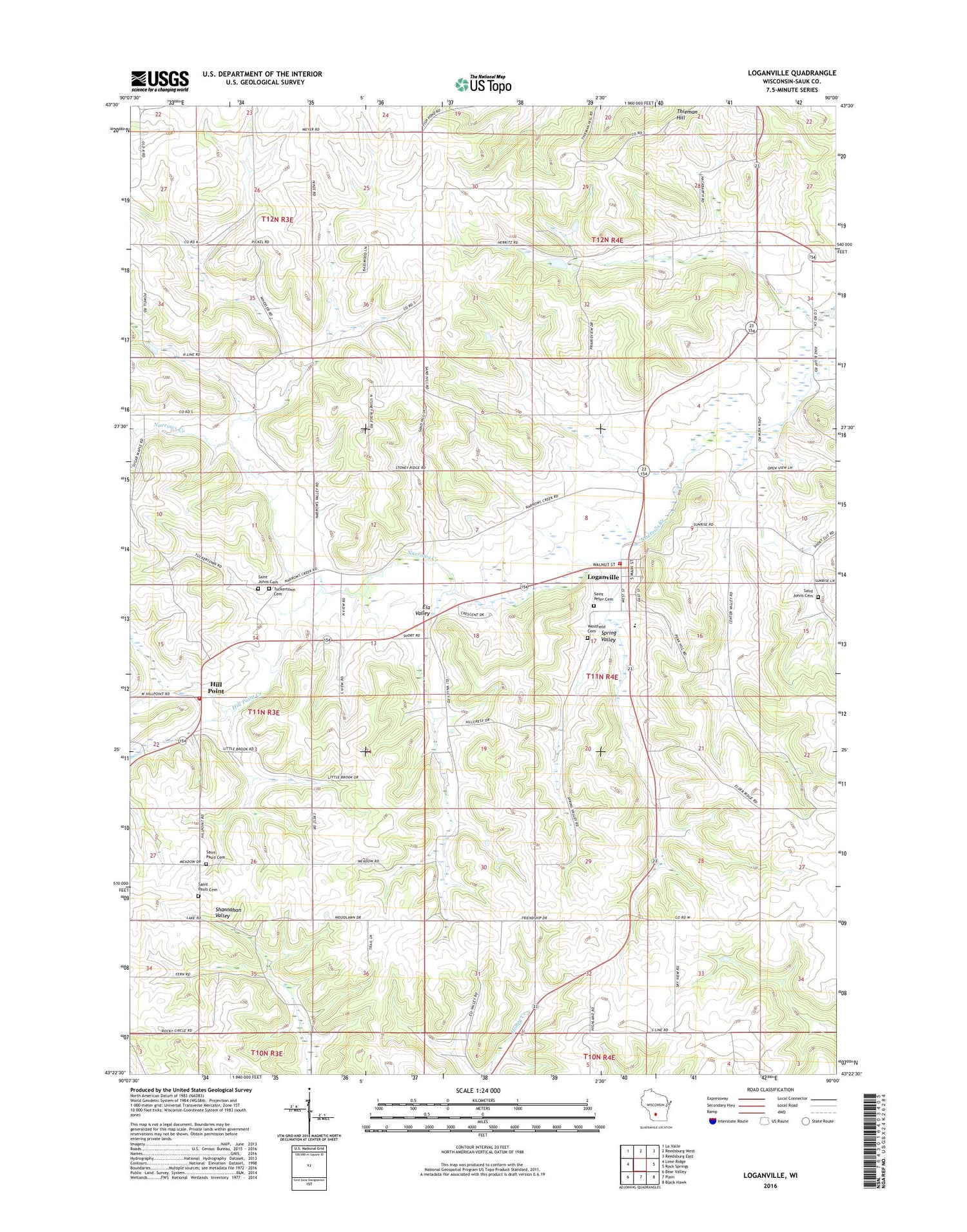 Loganville Wisconsin US Topo Map Image