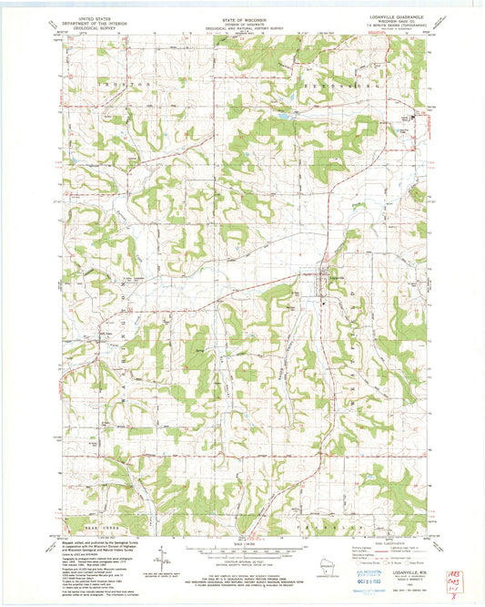 Classic USGS Loganville Wisconsin 7.5'x7.5' Topo Map Image