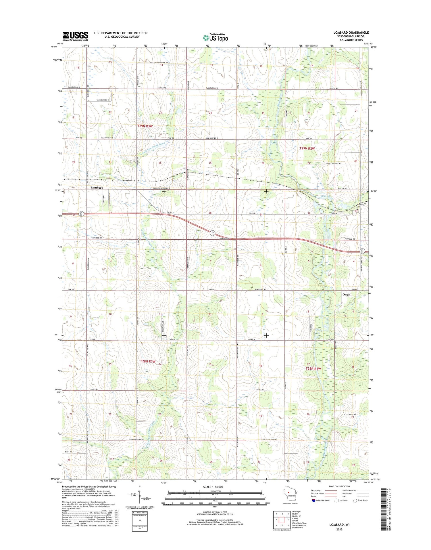 Lombard Wisconsin US Topo Map Image