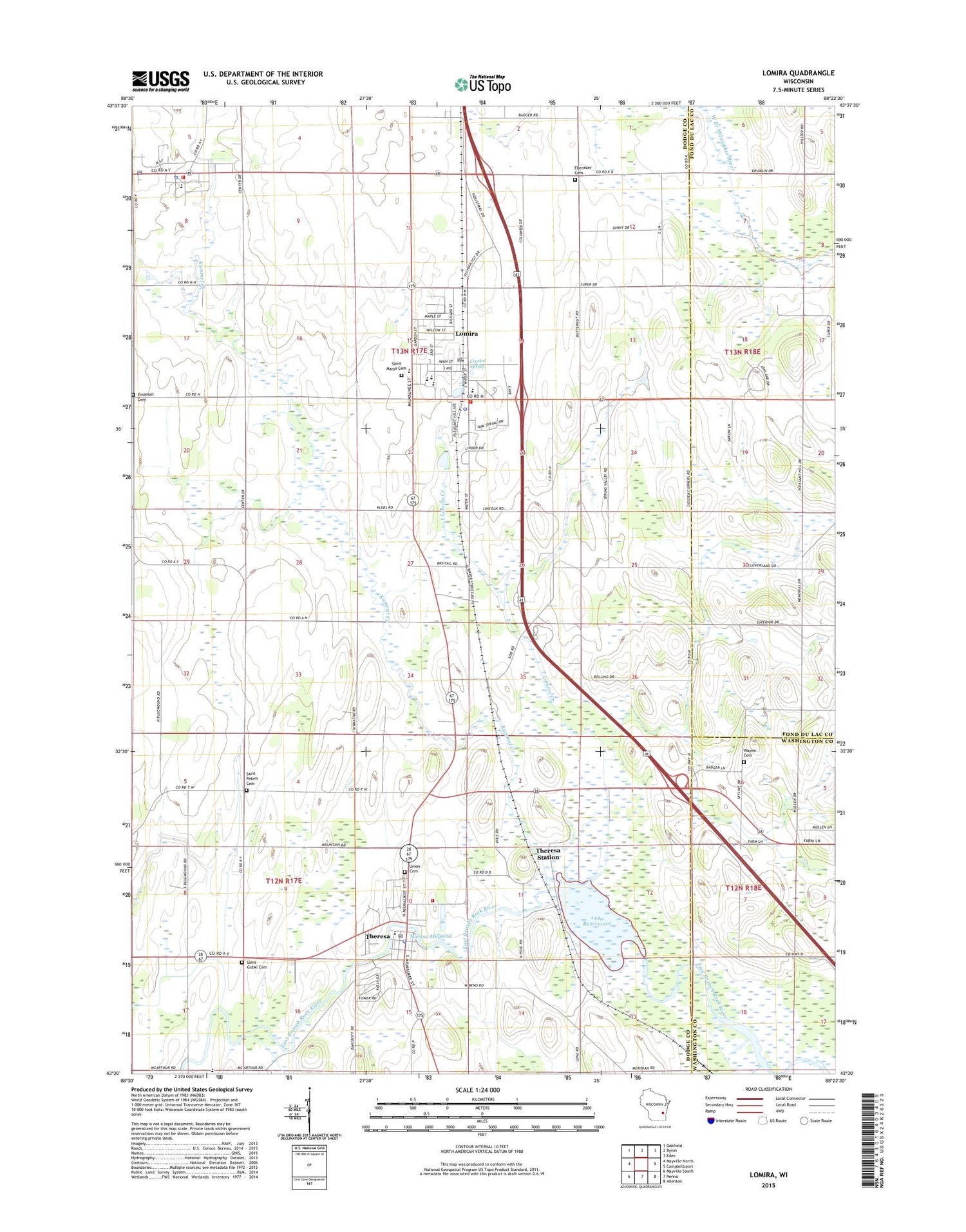 Lomira Wisconsin US Topo Map Image