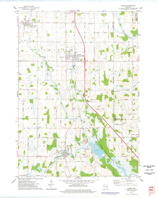 Classic USGS Lomira Wisconsin 7.5'x7.5' Topo Map Image