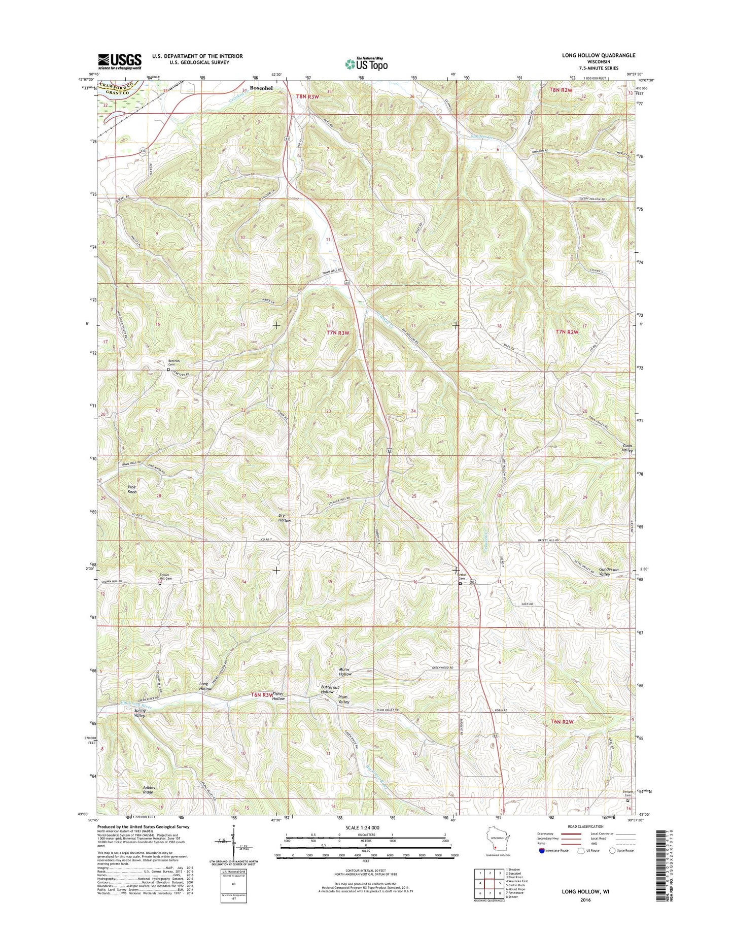 Long Hollow Wisconsin US Topo Map Image
