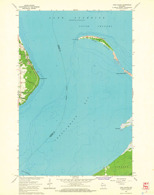 Classic USGS Long Island Wisconsin 7.5'x7.5' Topo Map Image