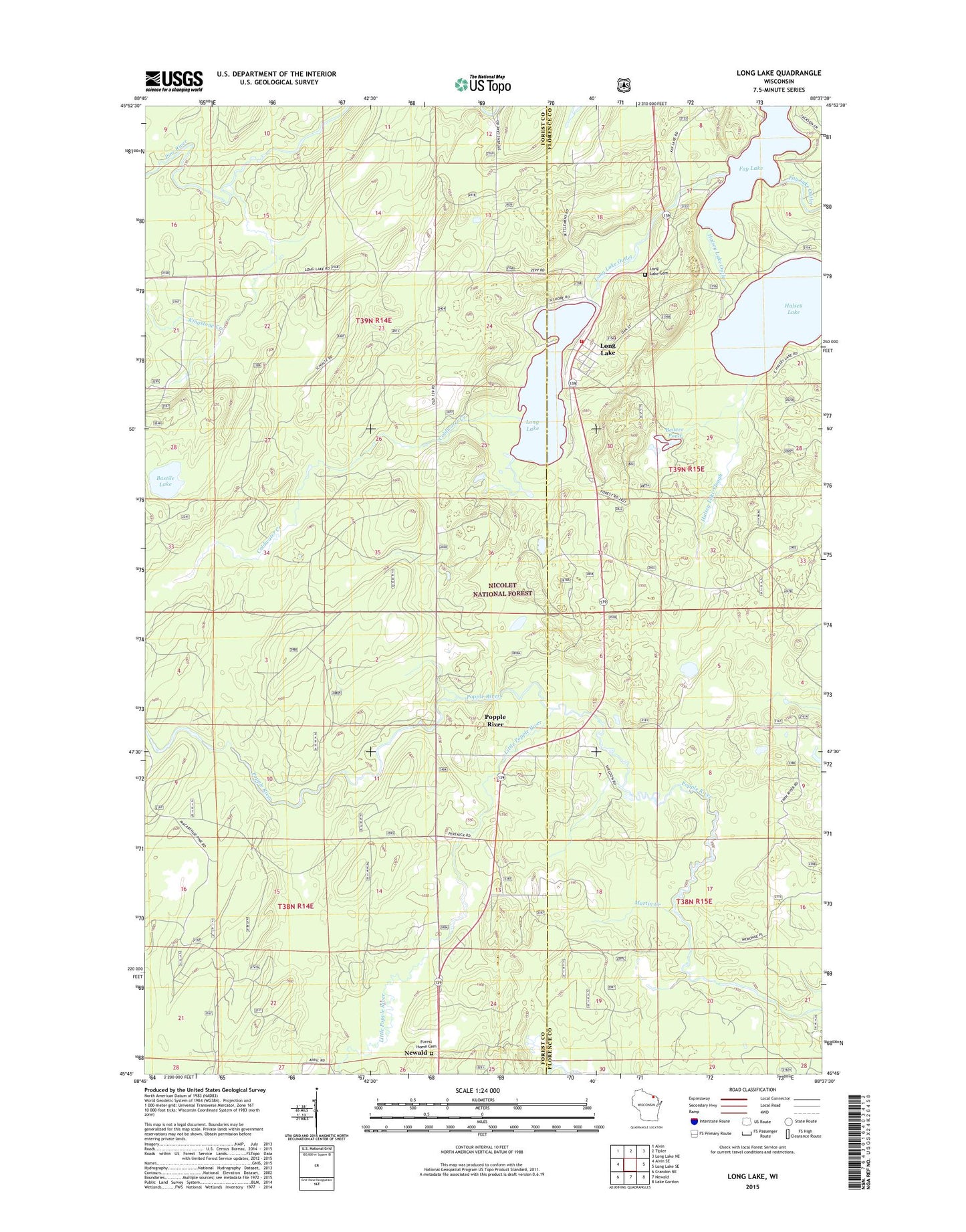 Long Lake Wisconsin US Topo Map Image