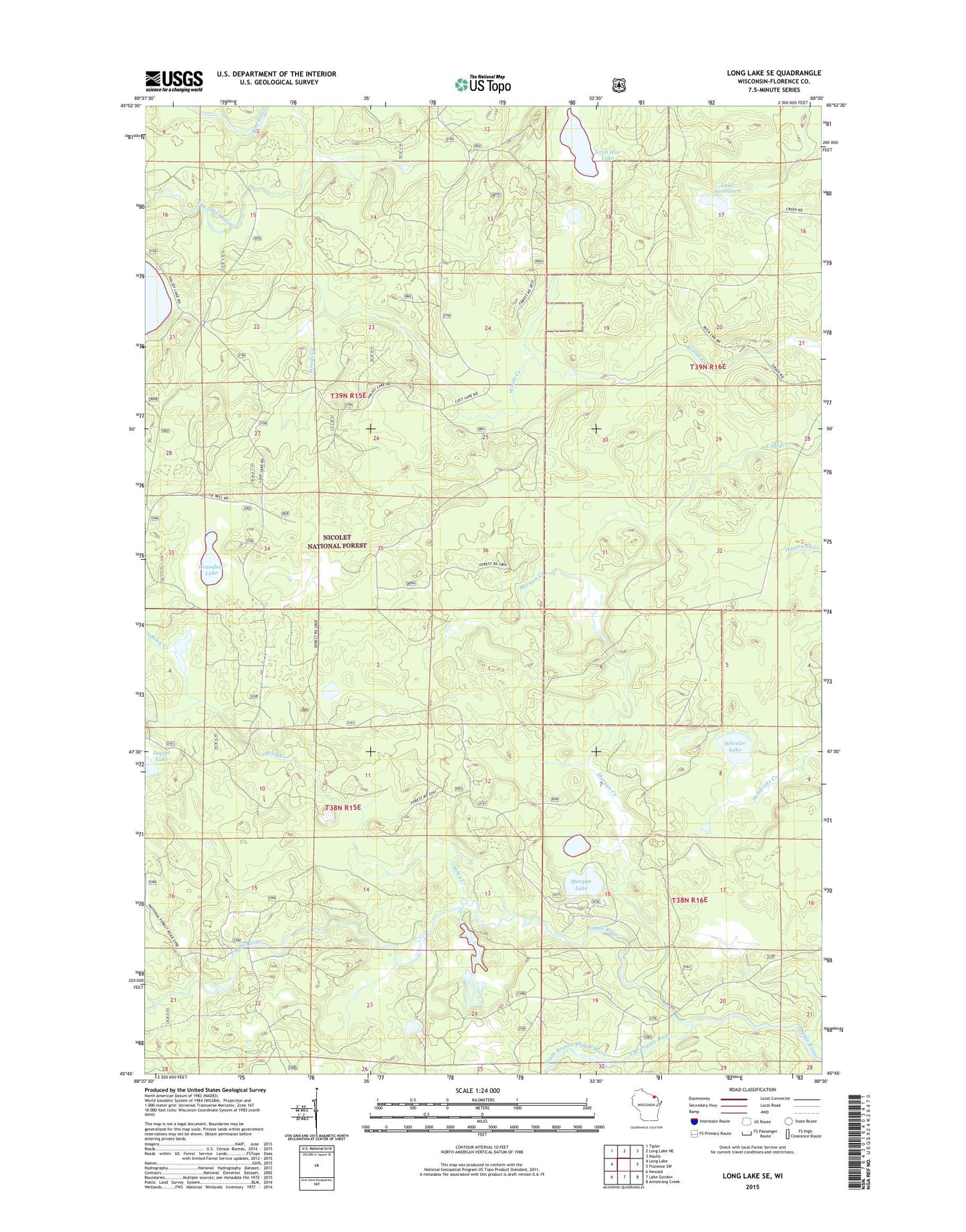 Long Lake SE Wisconsin US Topo Map Image