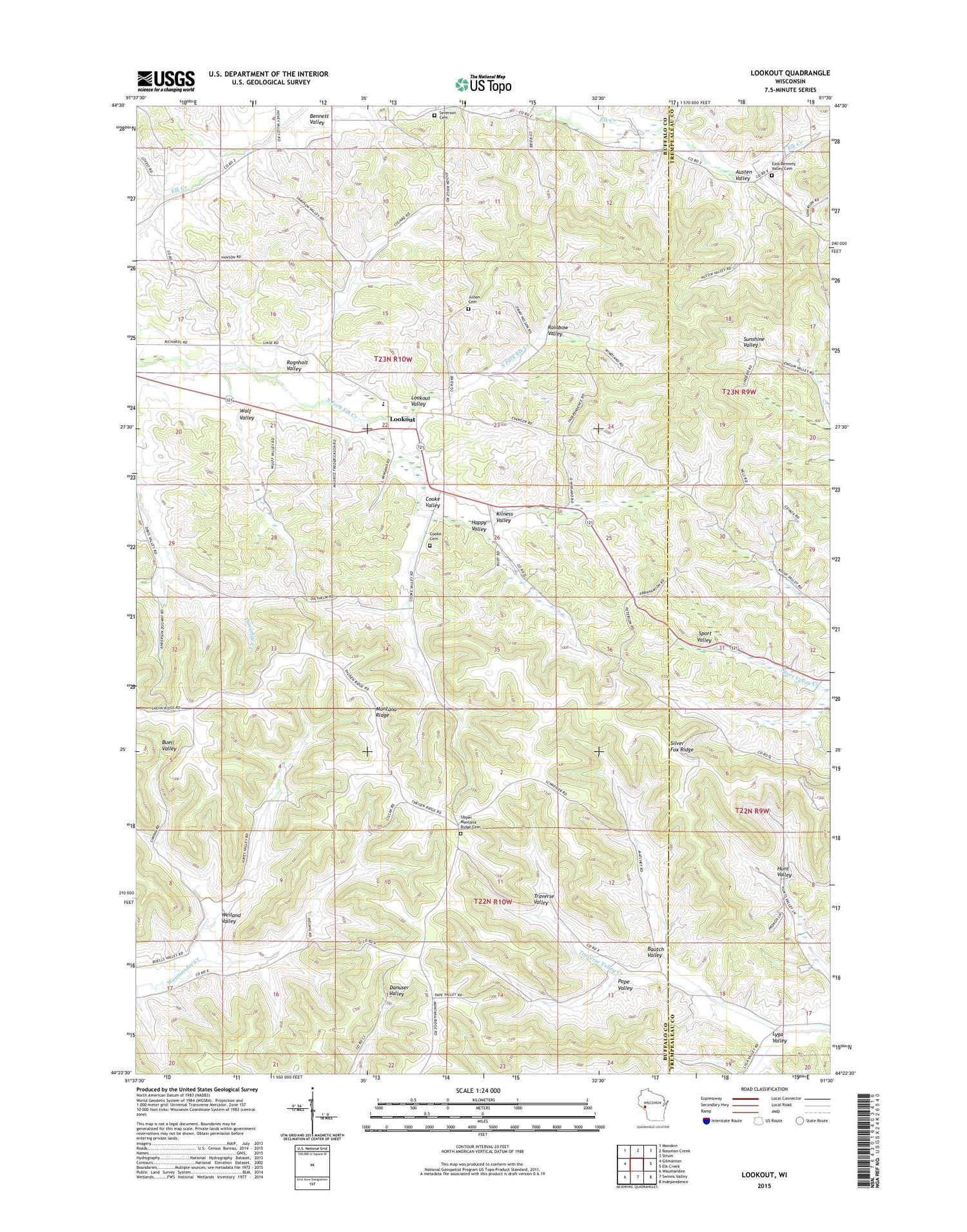 Lookout Wisconsin US Topo Map Image