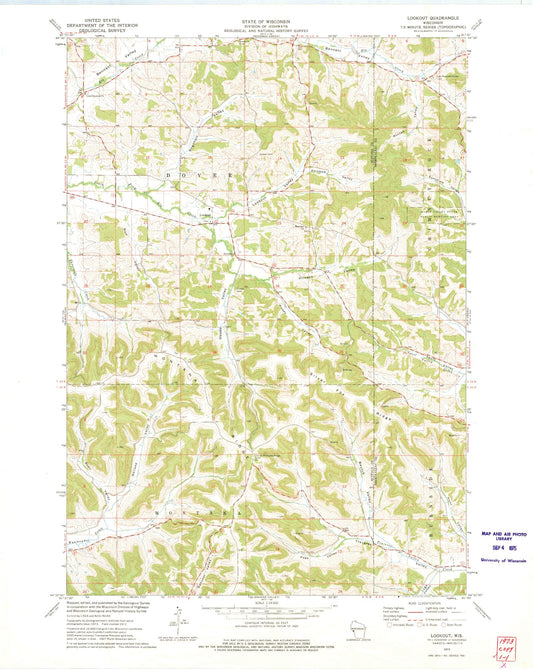 Classic USGS Lookout Wisconsin 7.5'x7.5' Topo Map Image