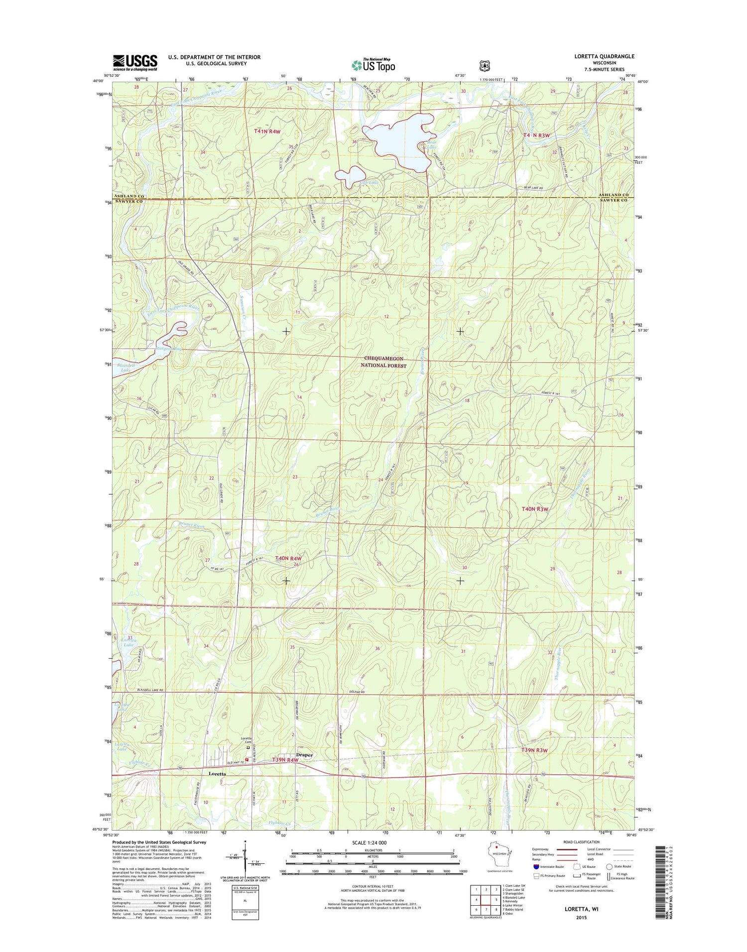 Loretta Wisconsin US Topo Map Image