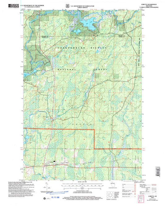 Classic USGS Loretta Wisconsin 7.5'x7.5' Topo Map Image