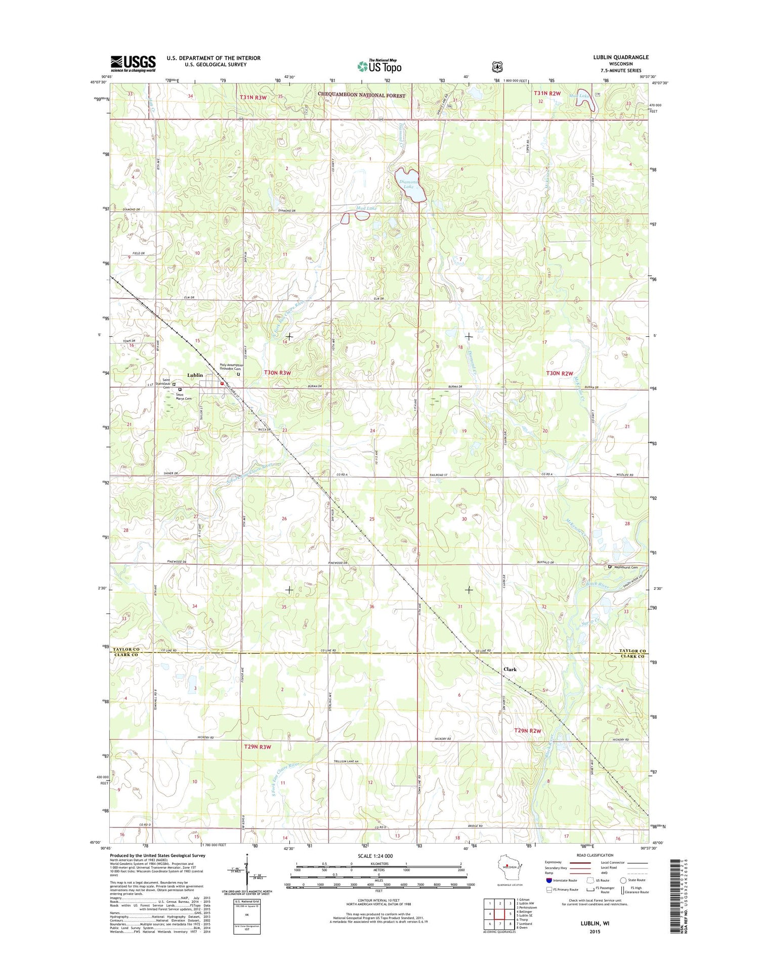 Lublin Wisconsin US Topo Map Image