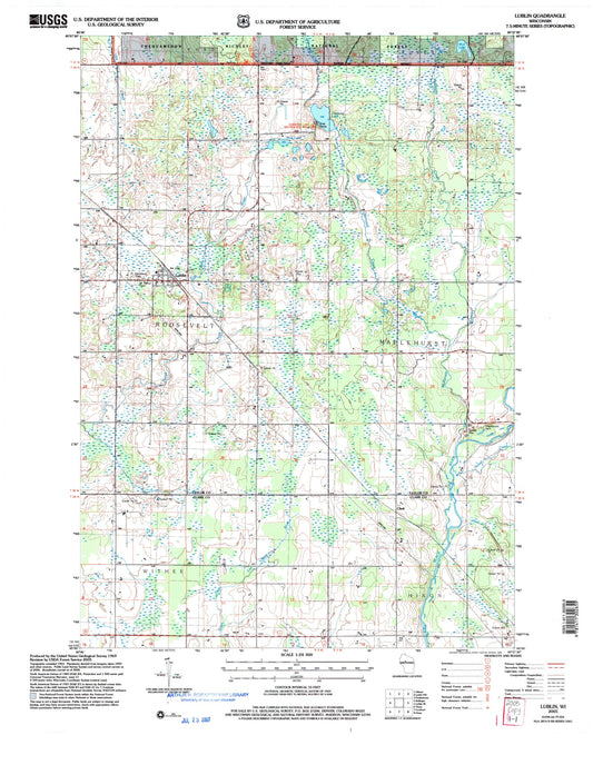 Classic USGS Lublin Wisconsin 7.5'x7.5' Topo Map Image