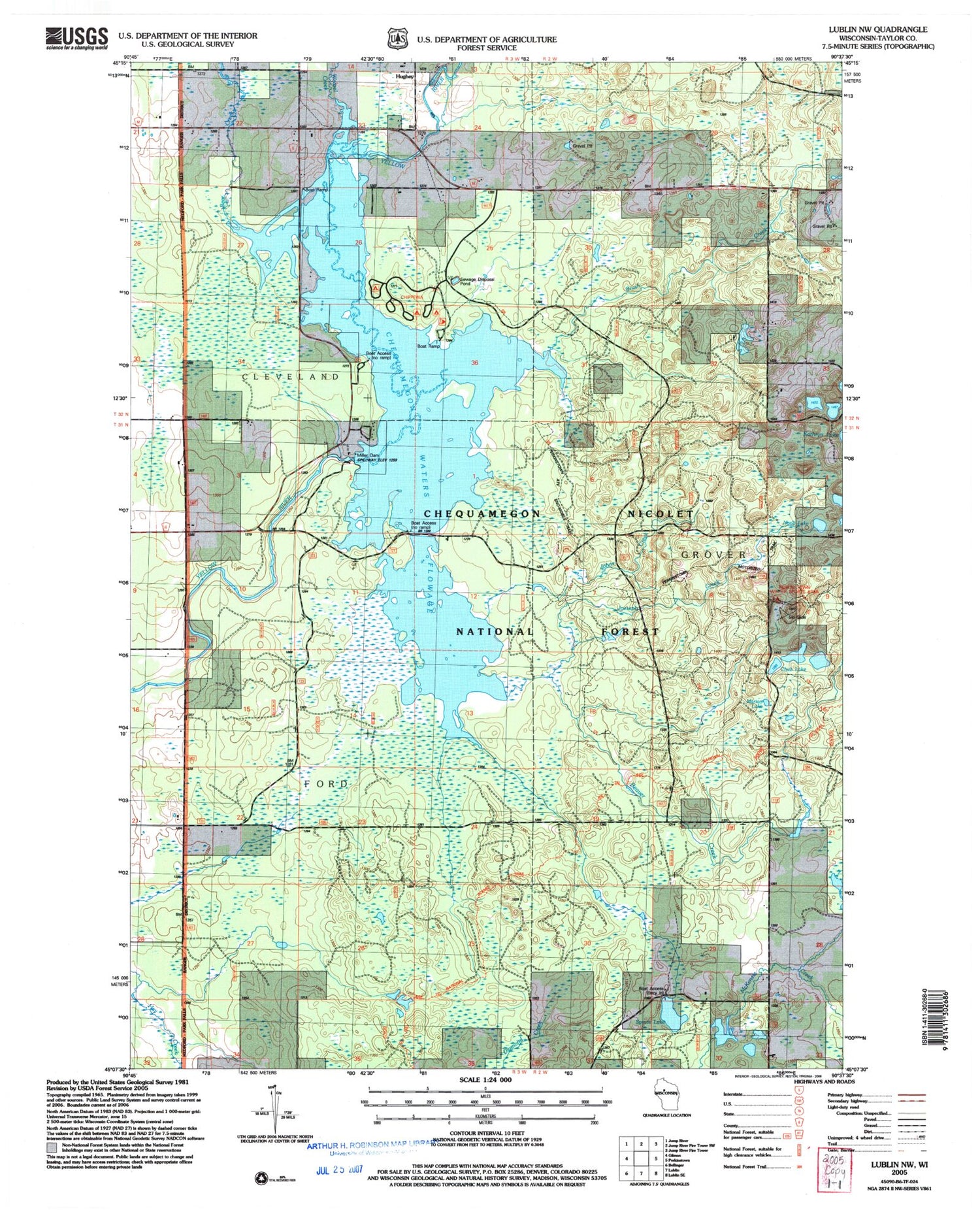 Classic USGS Lublin NW Wisconsin 7.5'x7.5' Topo Map Image