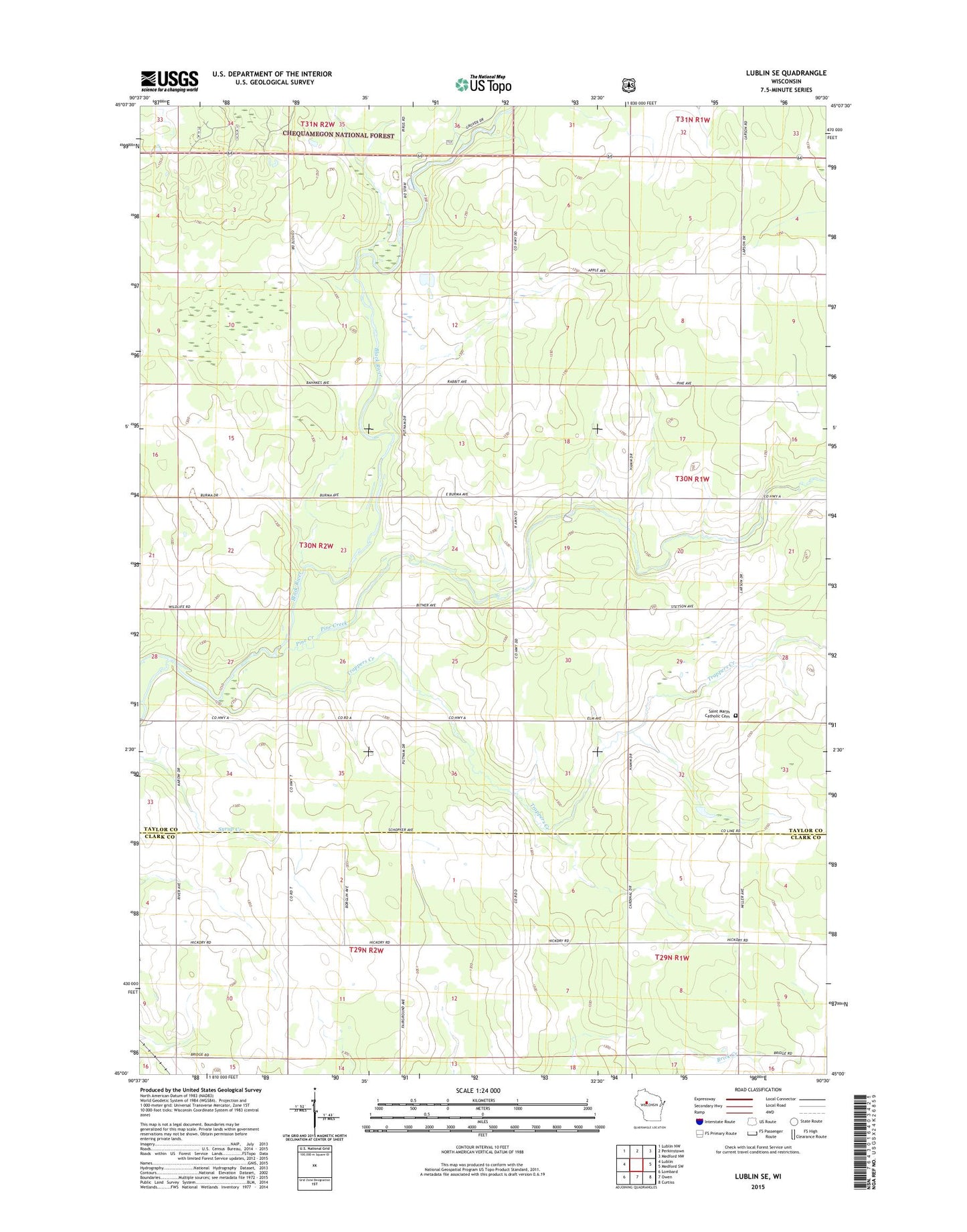 Lublin SE Wisconsin US Topo Map Image