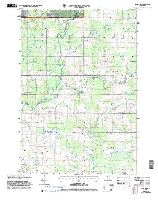 Classic USGS Lublin SE Wisconsin 7.5'x7.5' Topo Map Image