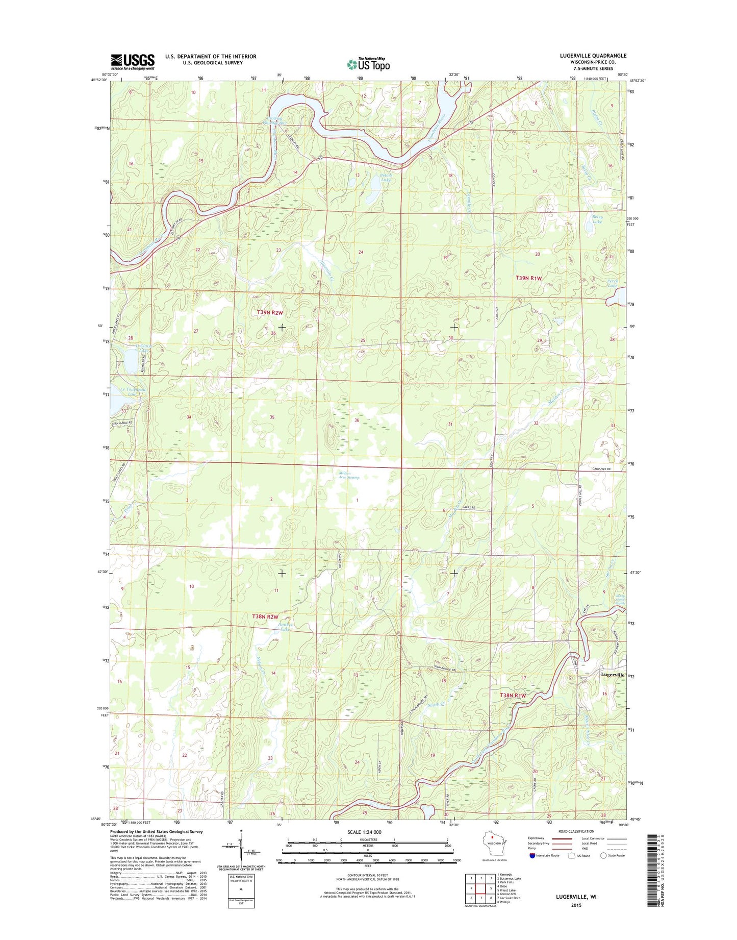 Lugerville Wisconsin US Topo Map Image