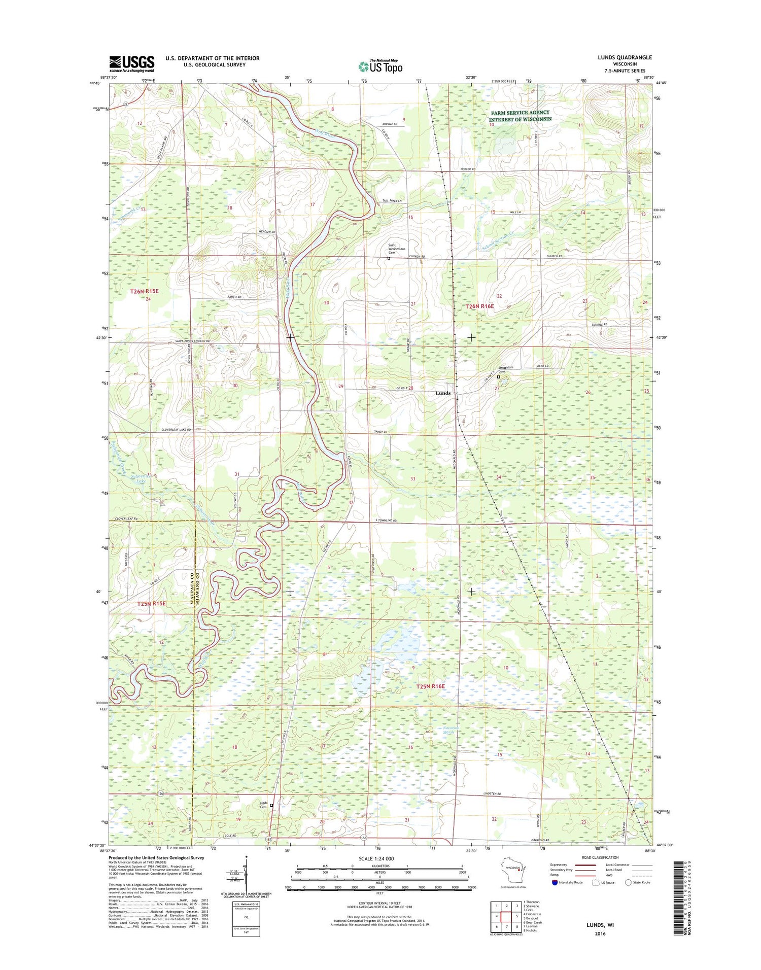Lunds Wisconsin US Topo Map Image