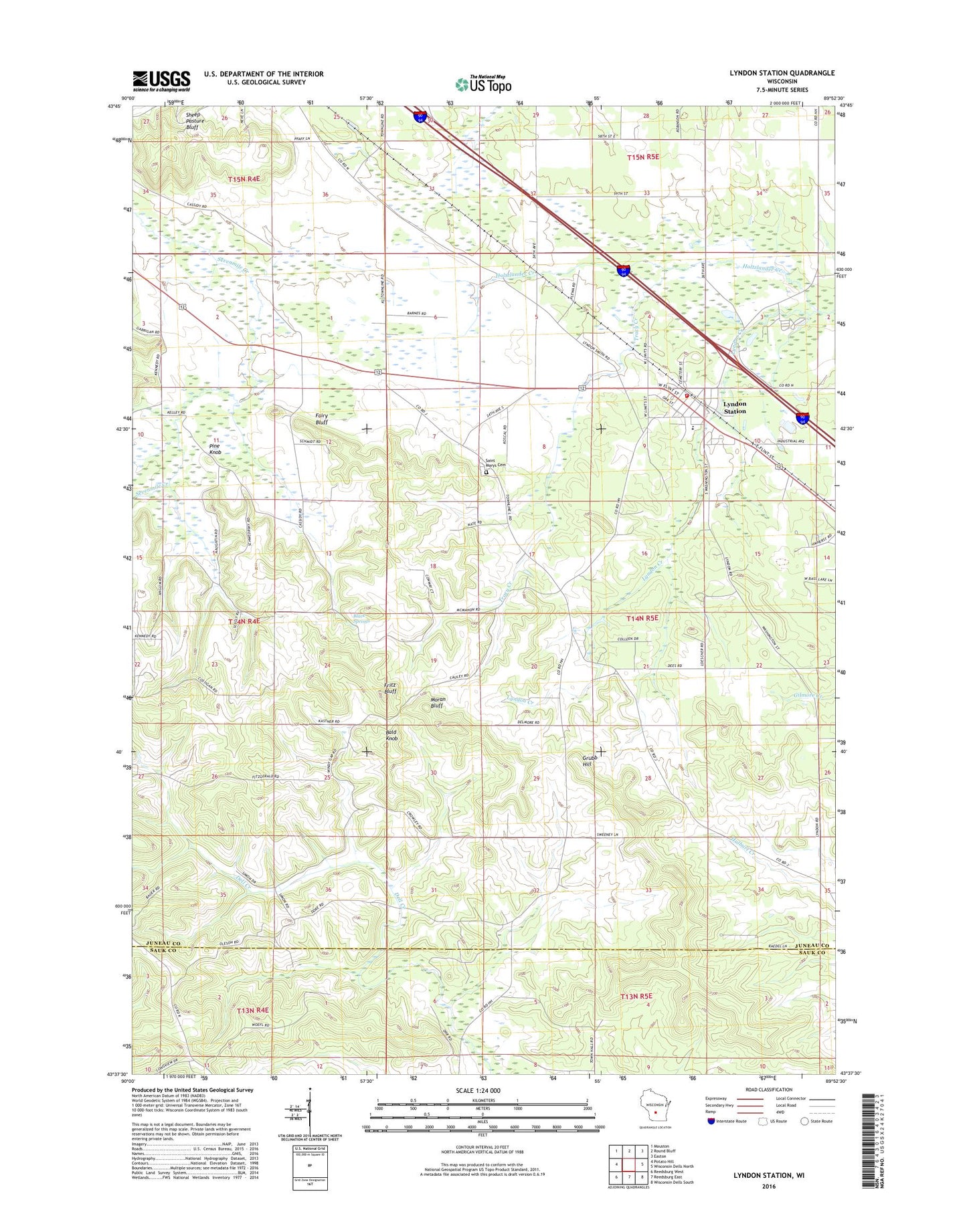 Lyndon Station Wisconsin US Topo Map Image