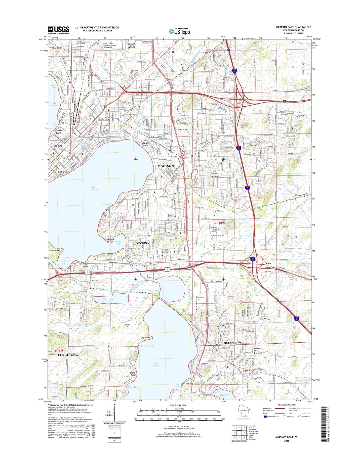 Madison East Wisconsin US Topo Map Image