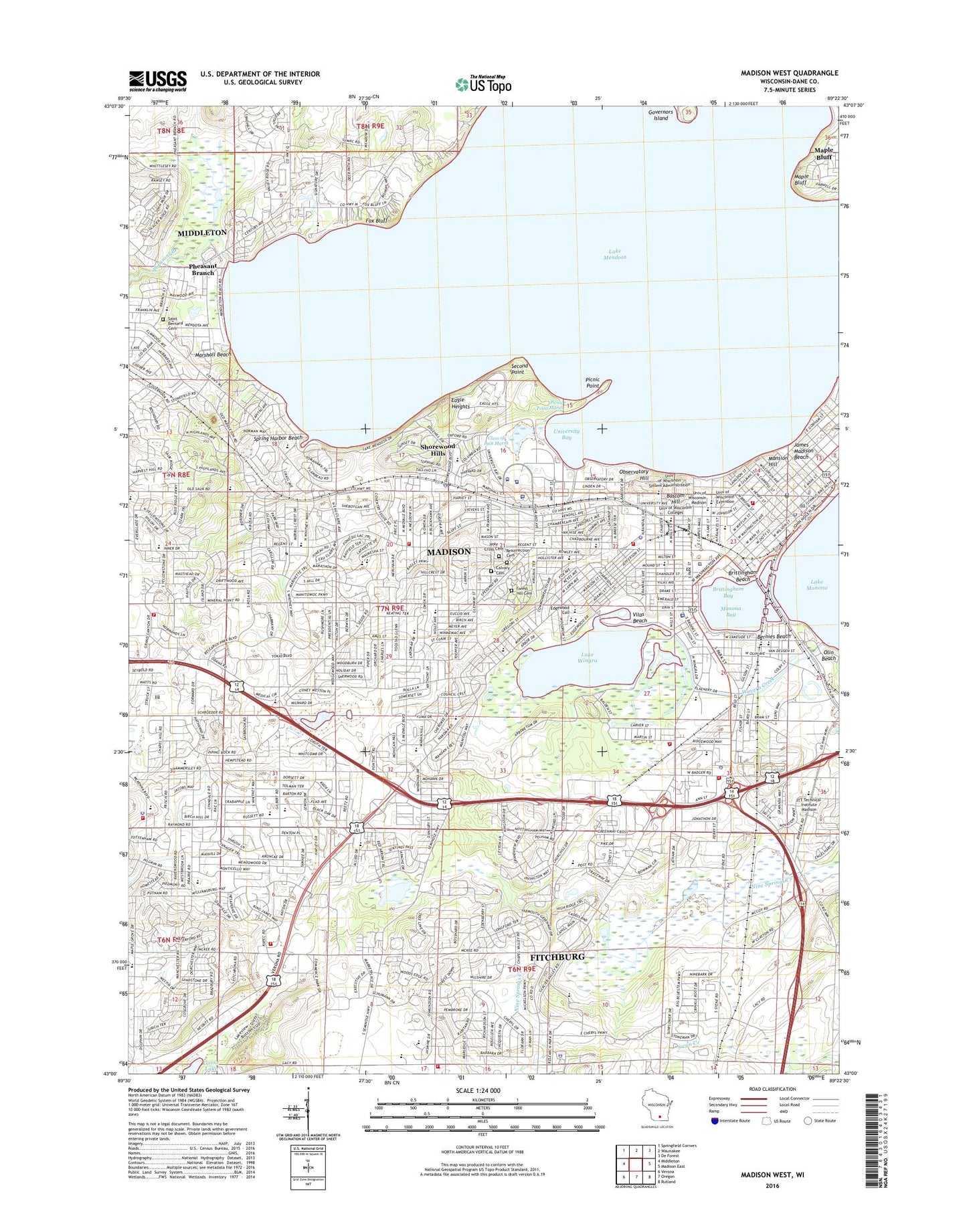 Madison West Wisconsin US Topo Map Image