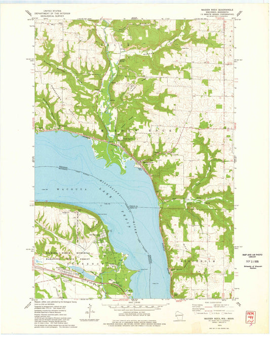 Classic USGS Maiden Rock Wisconsin 7.5'x7.5' Topo Map Image