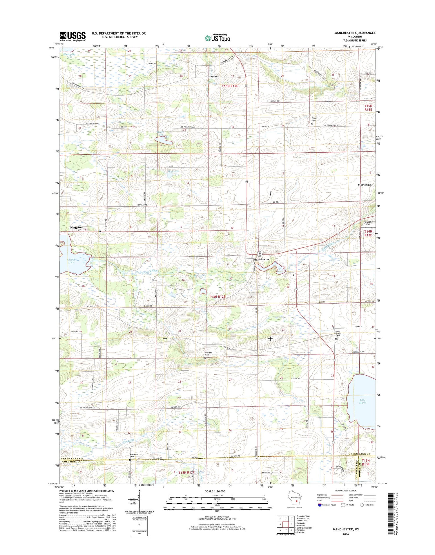 Manchester Wisconsin US Topo Map Image