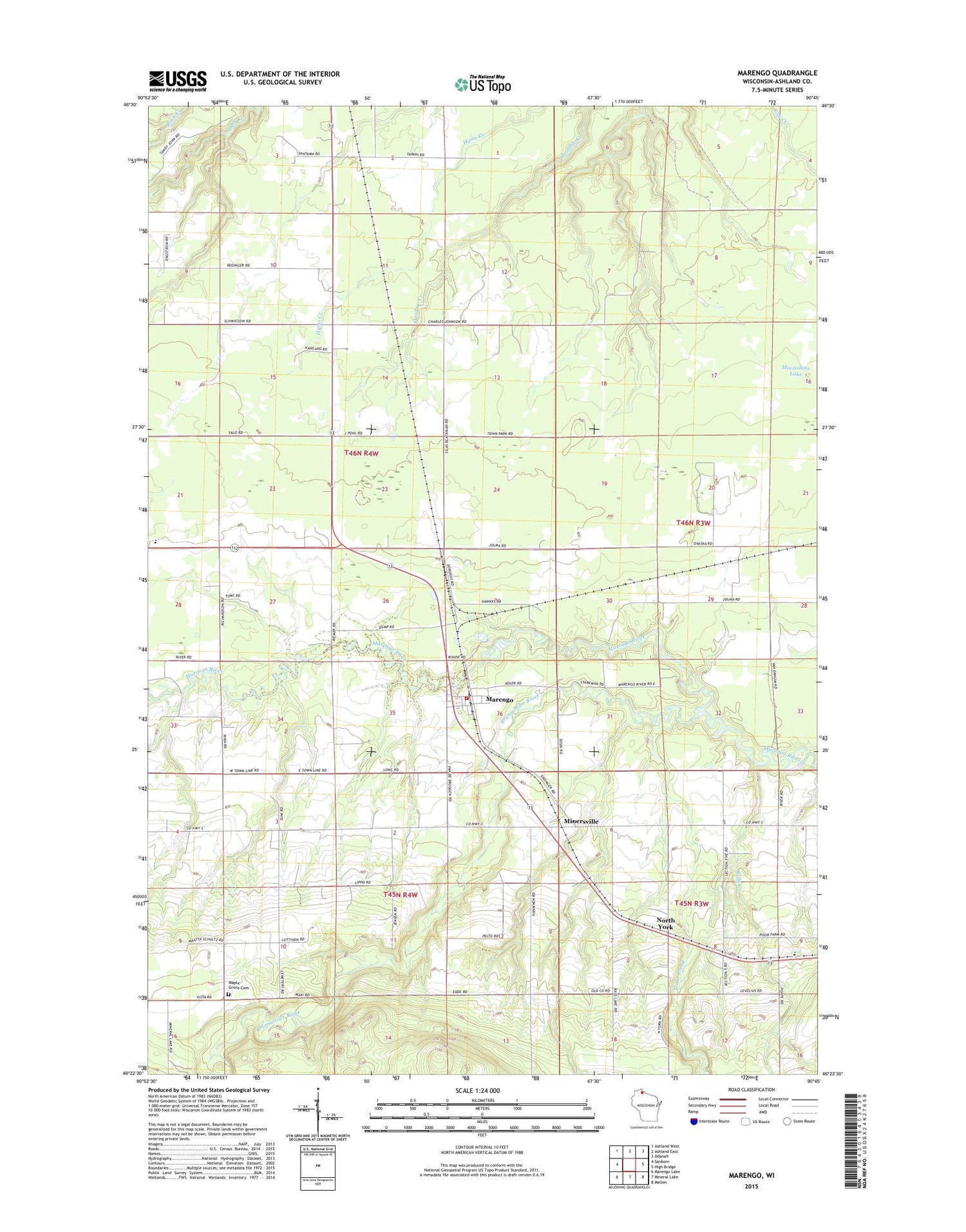 Marengo Wisconsin US Topo Map Image