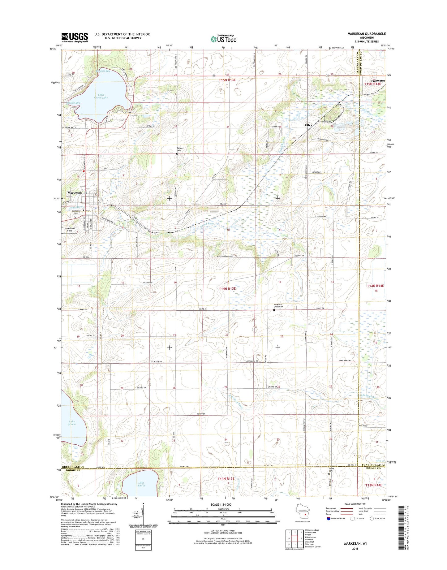 Markesan Wisconsin US Topo Map Image
