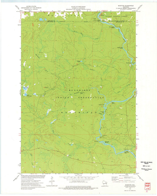 Classic USGS Markton Wisconsin 7.5'x7.5' Topo Map Image