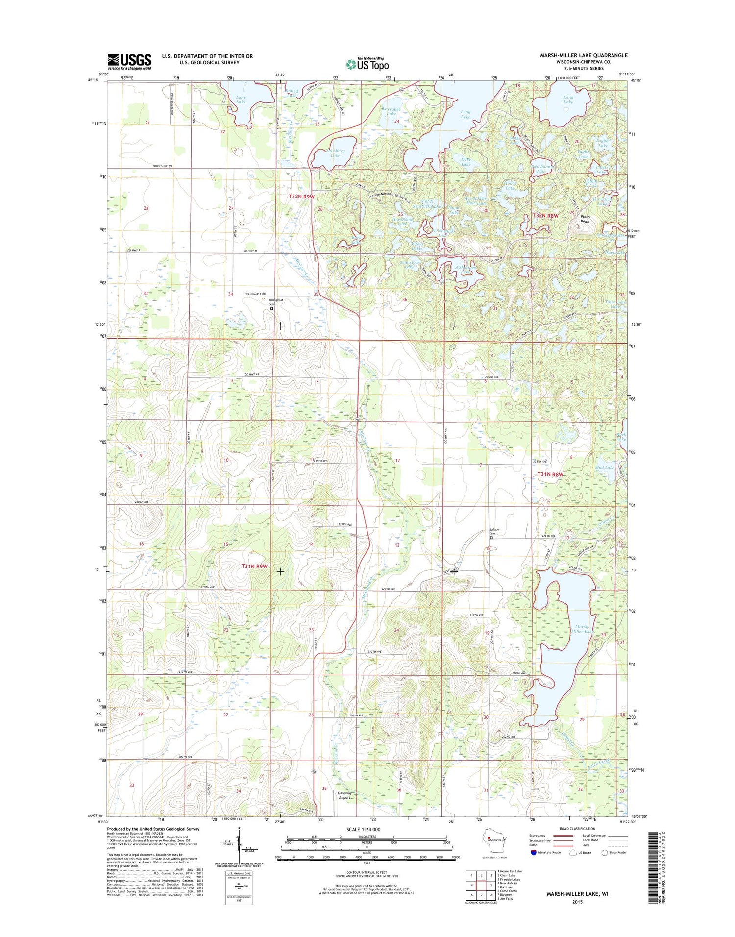 Marsh-Miller Lake Wisconsin US Topo Map Image