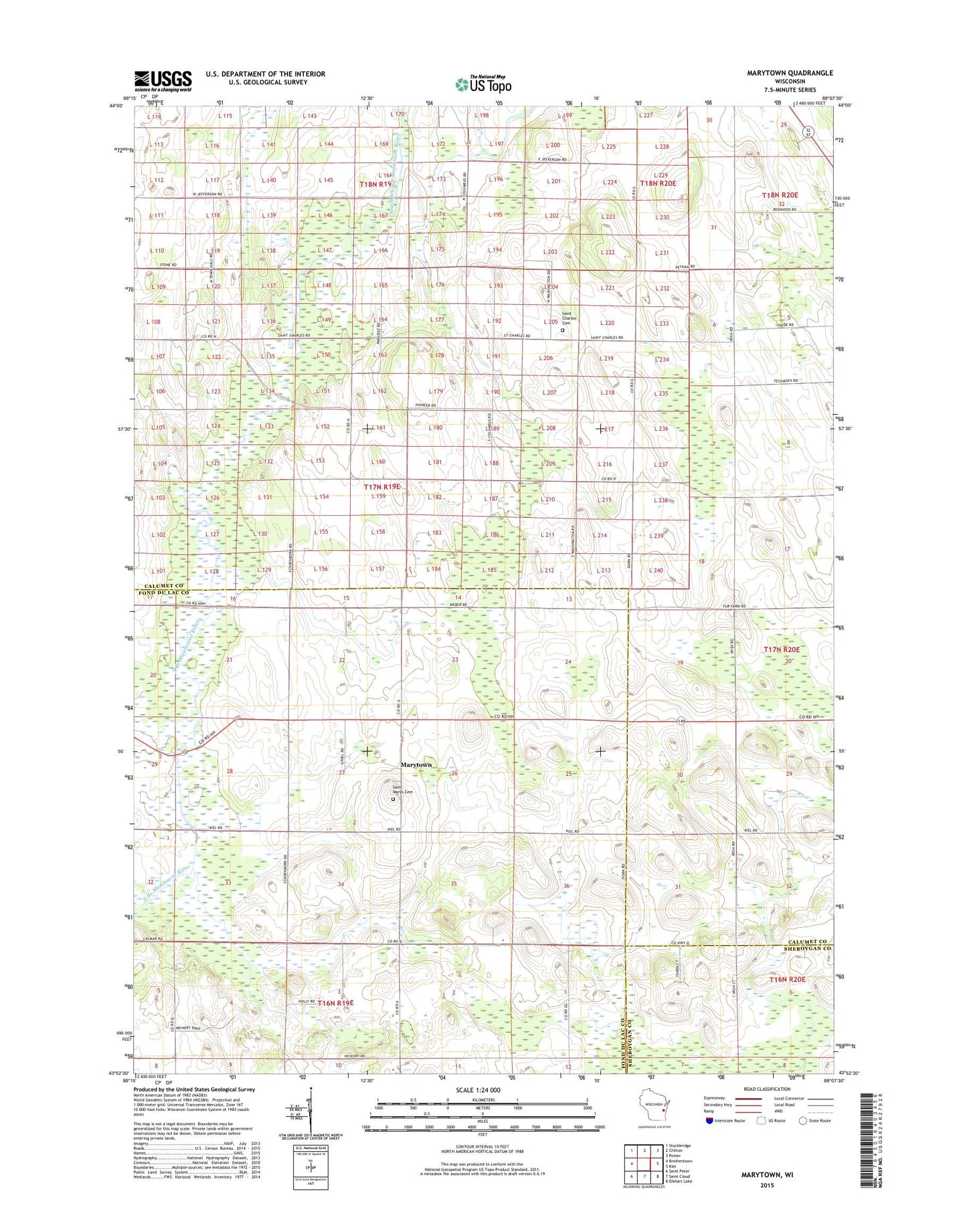 Marytown Wisconsin US Topo Map Image