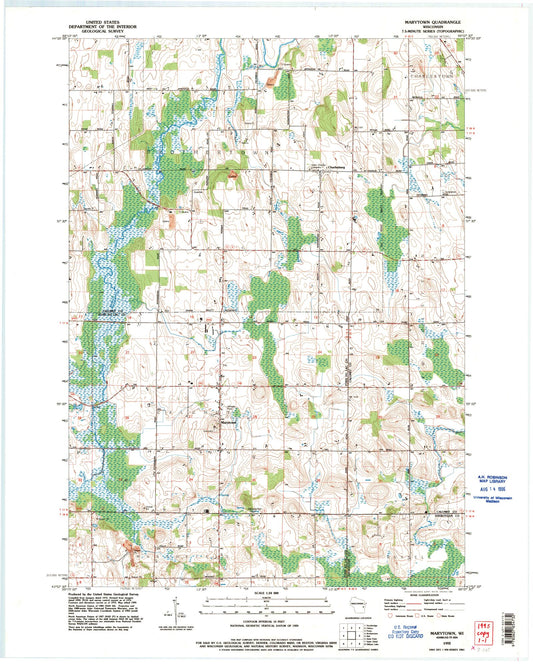 Classic USGS Marytown Wisconsin 7.5'x7.5' Topo Map Image
