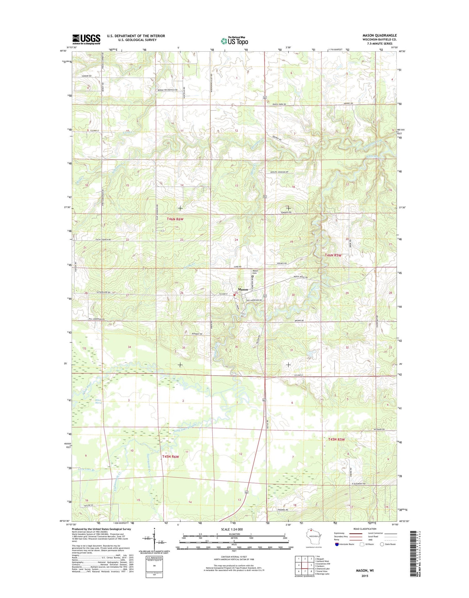 Mason Wisconsin US Topo Map Image