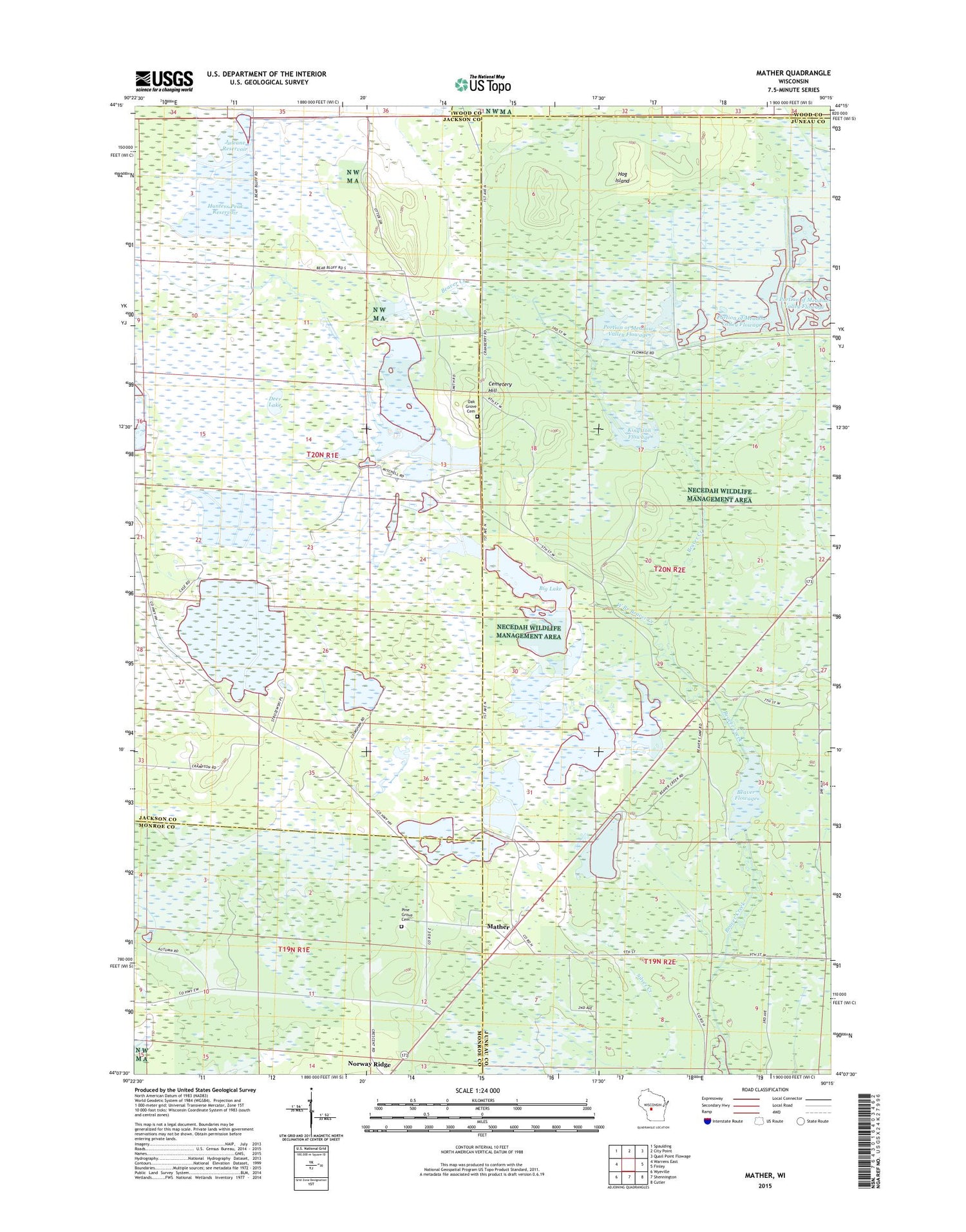 Mather Wisconsin US Topo Map Image