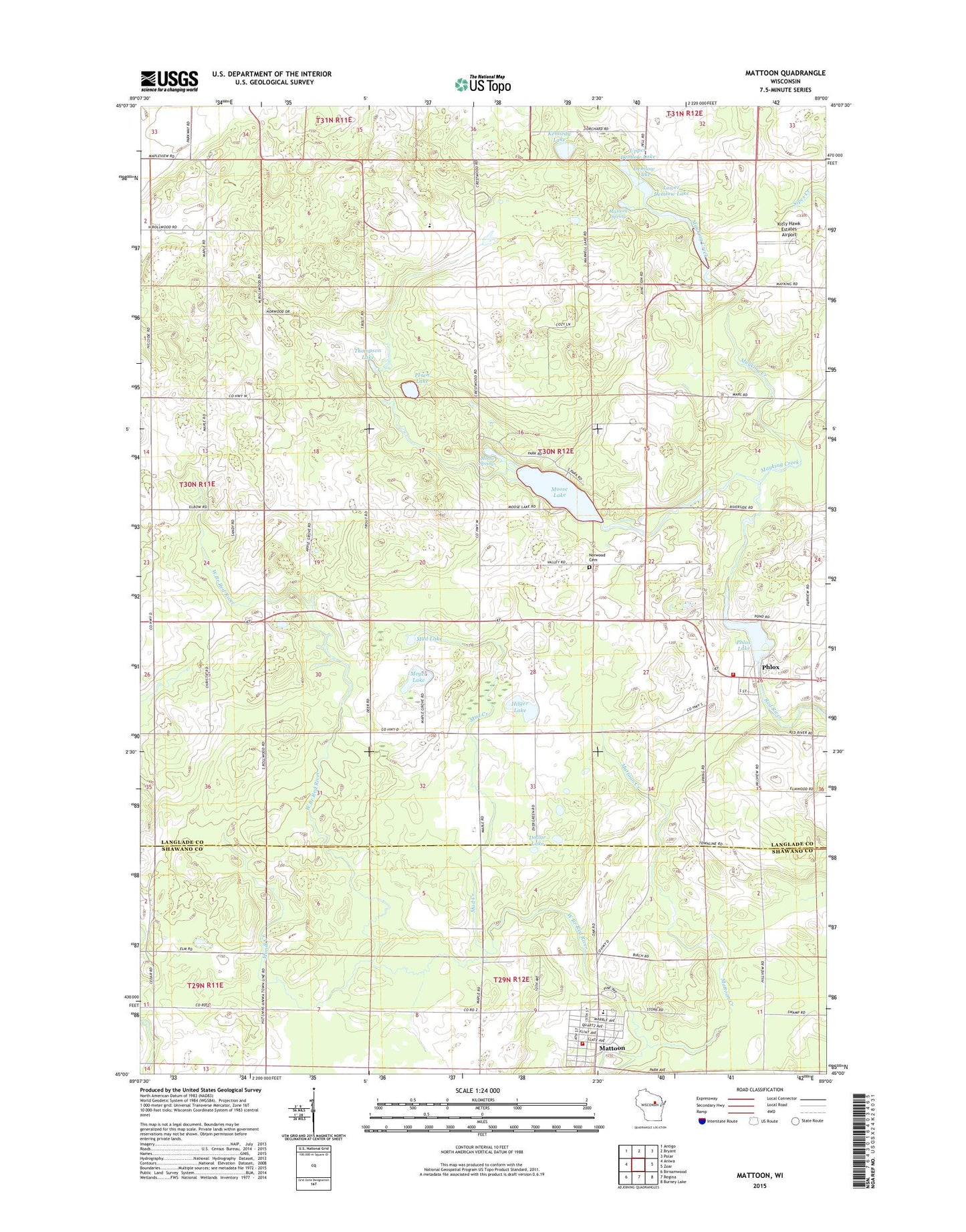 Mattoon Wisconsin US Topo Map Image