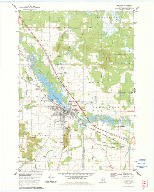 Classic USGS Mauston Wisconsin 7.5'x7.5' Topo Map Image