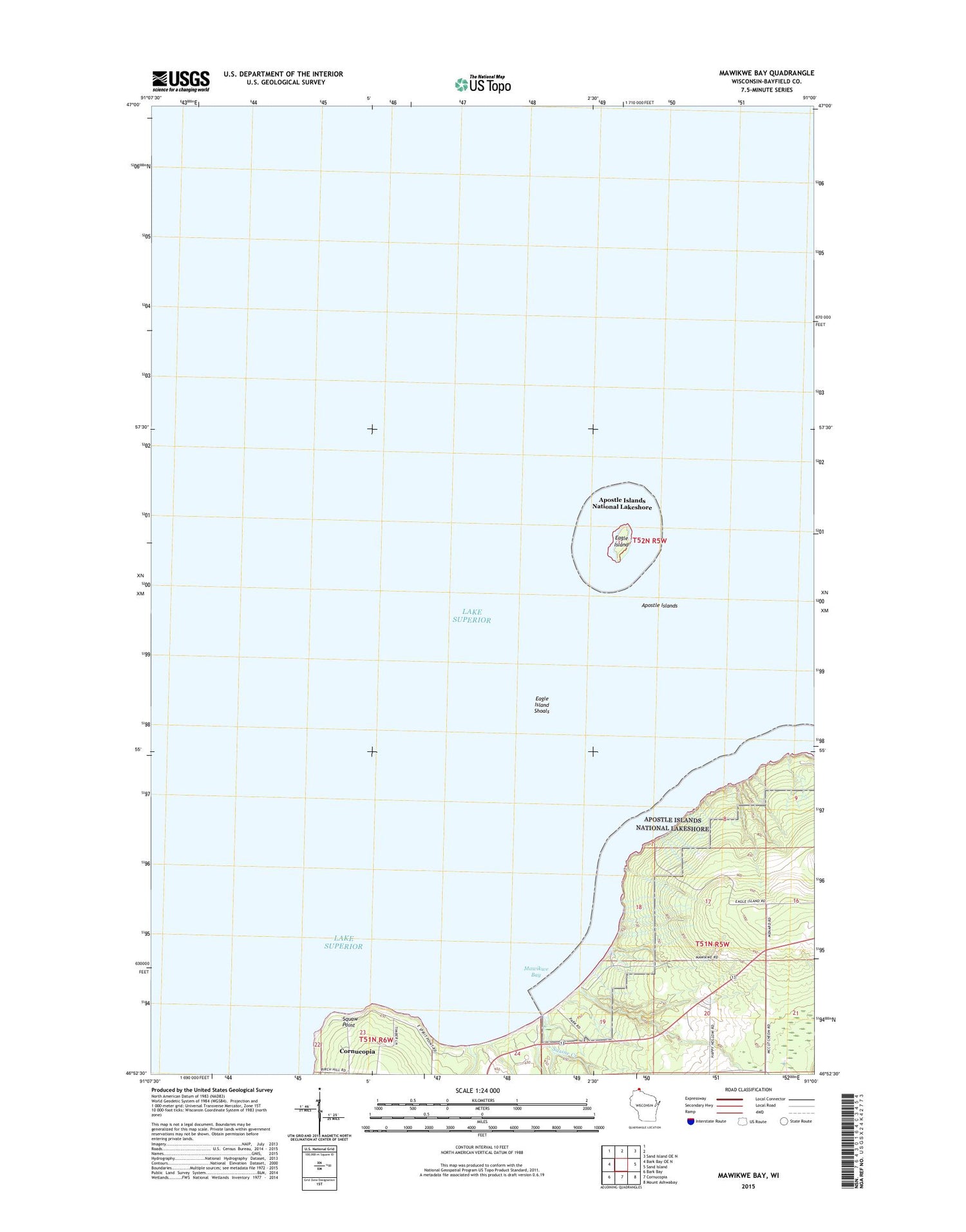 Mawikwe Bay Wisconsin US Topo Map Image