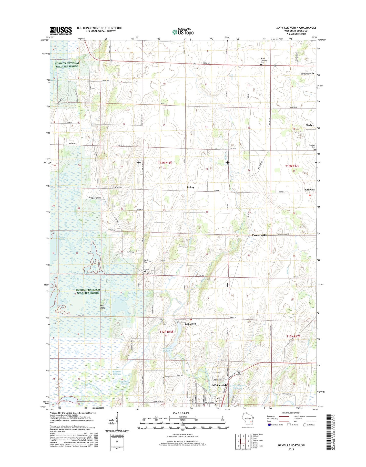 Mayville North Wisconsin US Topo Map Image