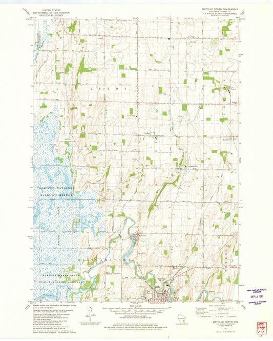 Classic USGS Mayville North Wisconsin 7.5'x7.5' Topo Map Image