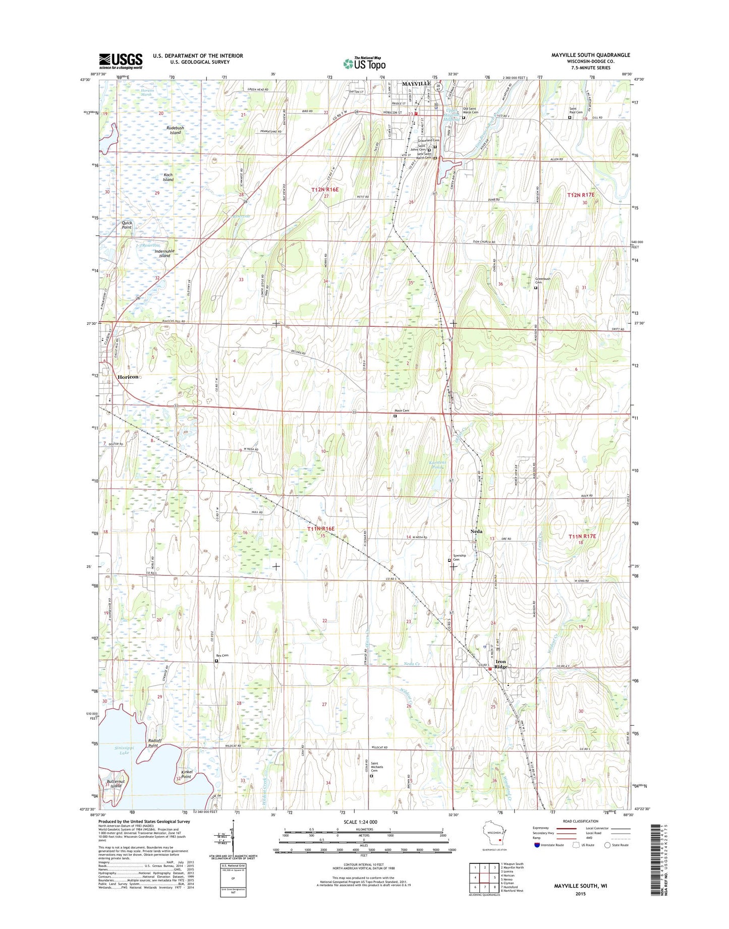 Mayville South Wisconsin US Topo Map Image
