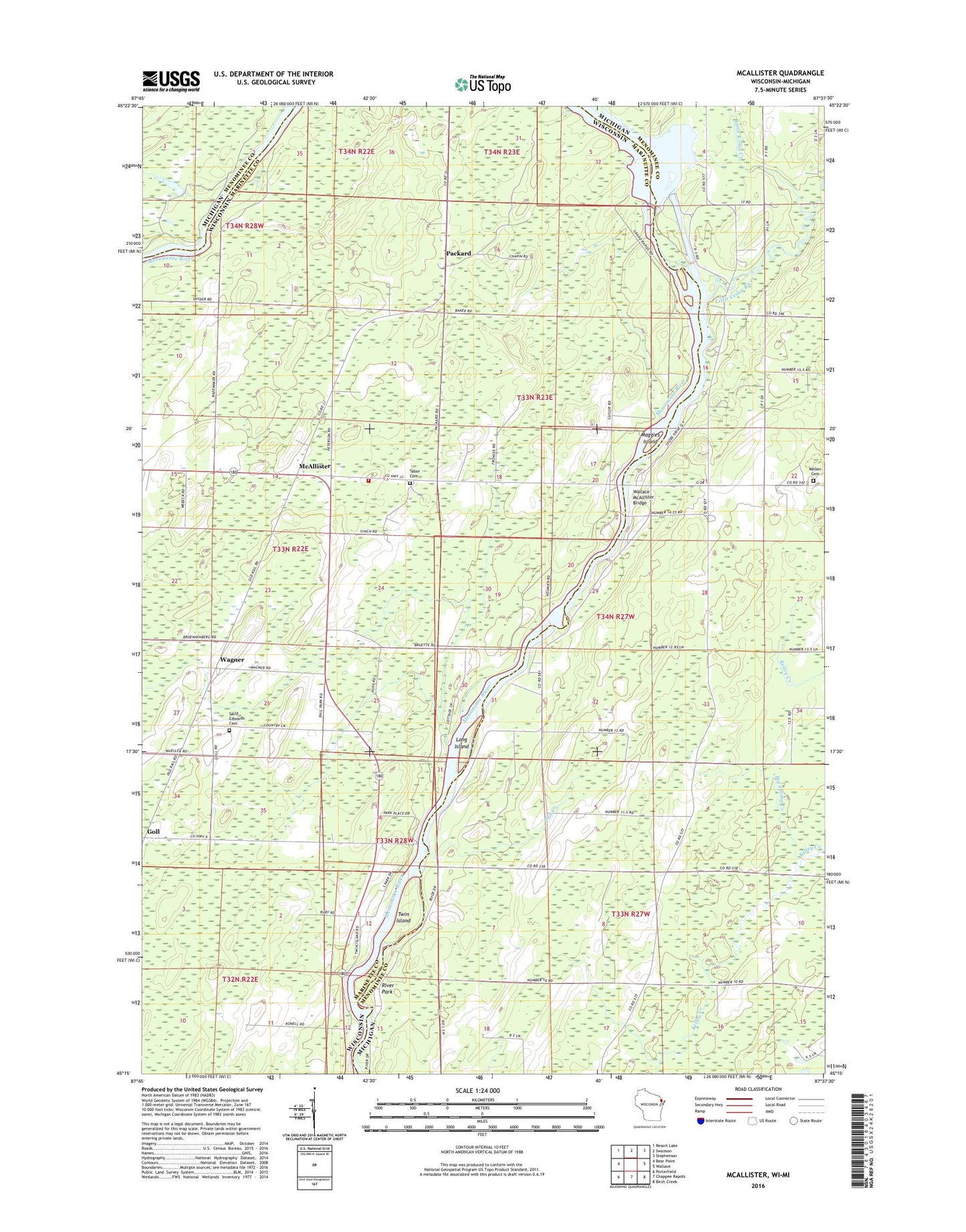 McAllister Wisconsin US Topo Map Image
