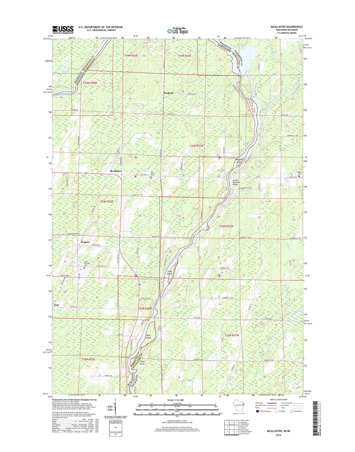 McAllister Wisconsin US Topo Map Image